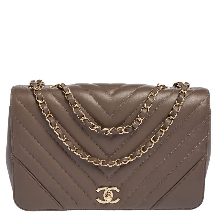 Chanel Brown Chevron Leather Large Statement Flap Bag Chanel | The Luxury  Closet