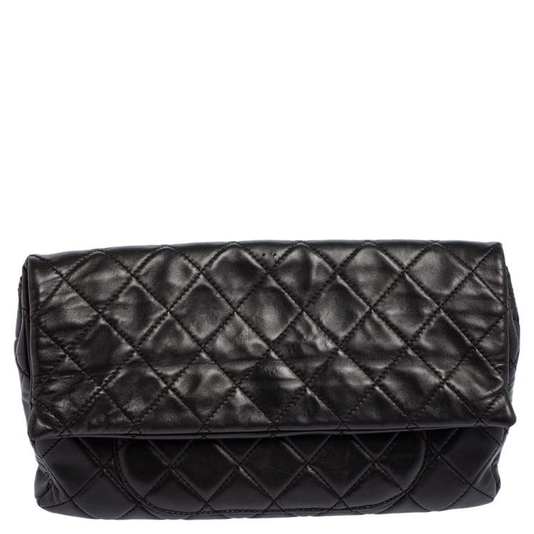 Pre Owned Chanel Black Quilted Leather Reissue Double Sided Flap Clutch