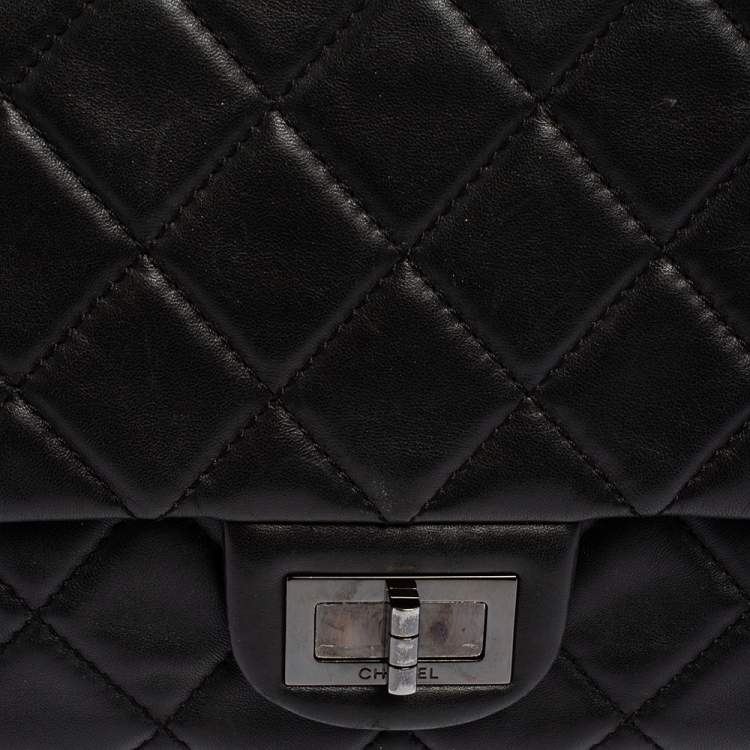 Pre Owned Chanel Black Quilted Leather Reissue Double Sided Flap Clutch