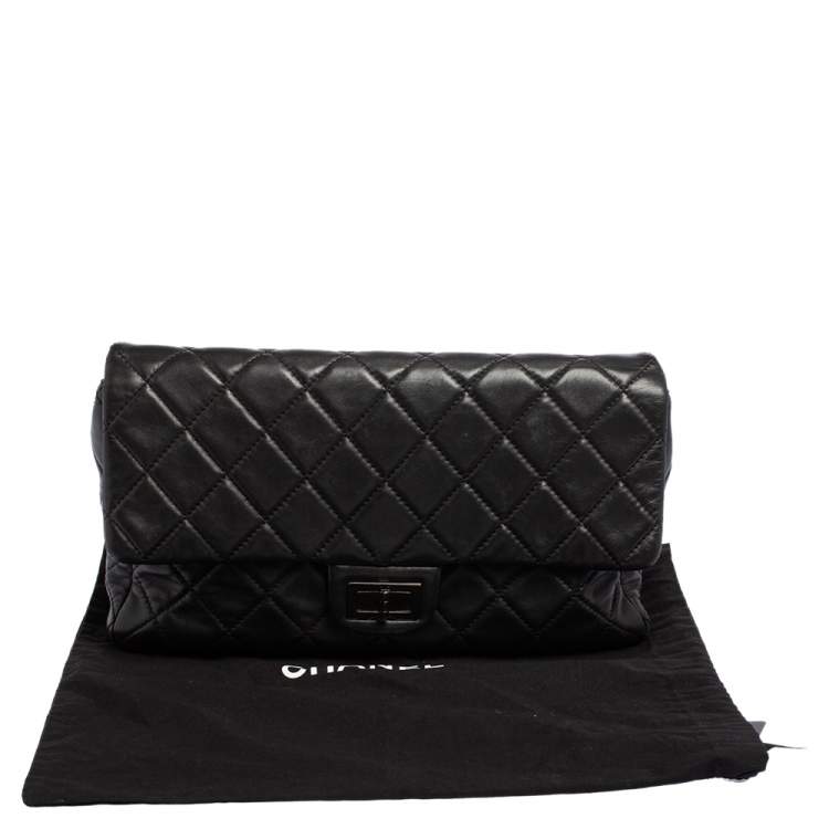 Pre Owned Chanel Black Quilted Leather Reissue Double Sided Flap Clutch