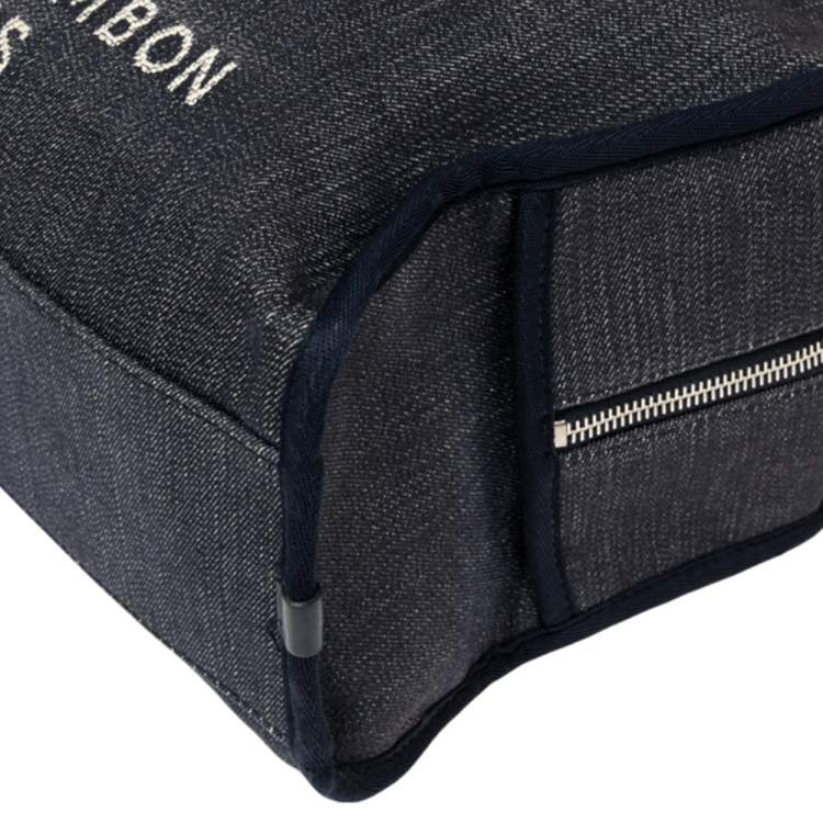 Pre Owned Chanel Blue Denim Deauville Bowling Bag