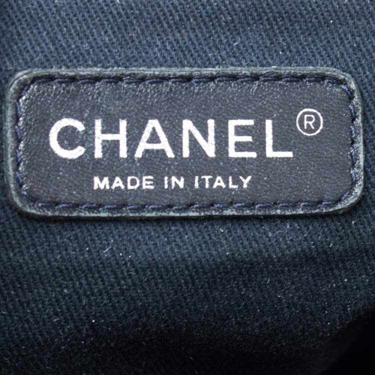 Pre Owned Chanel Blue Denim Deauville Bowling Bag