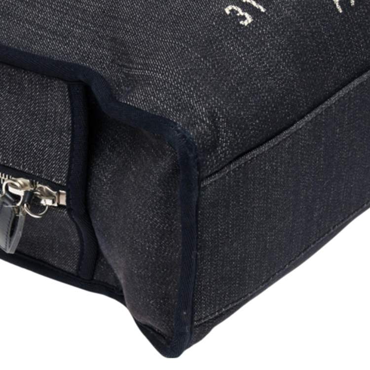 Pre Owned Chanel Blue Denim Deauville Bowling Bag