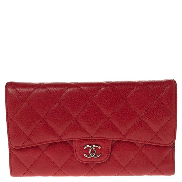 Chanel Caviar Chevron Mademoiselle Flap Long Wallet Red