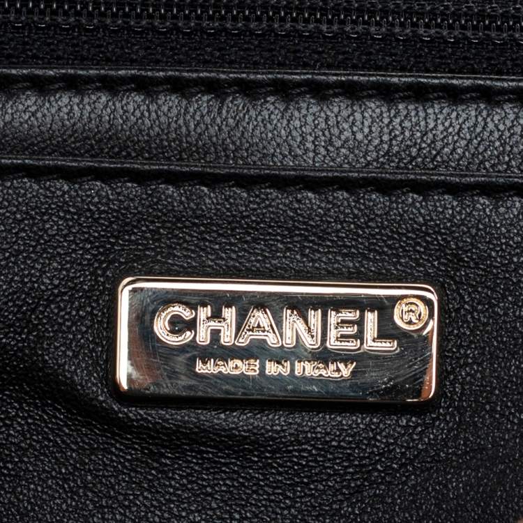 Pre Owned Chanel Black Canvas And Sequins Medium Classic Flap Bag
