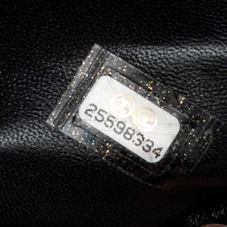 Pre Owned Chanel Black Canvas And Sequins Medium Classic Flap Bag