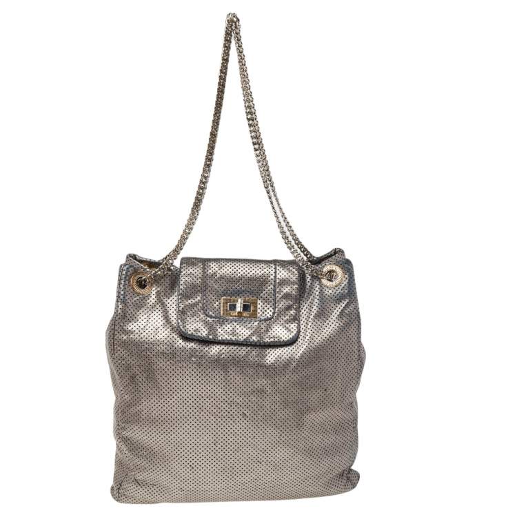 Chanel Silver Perforated Leather Large Drill Tote Bag Chanel | The Luxury  Closet