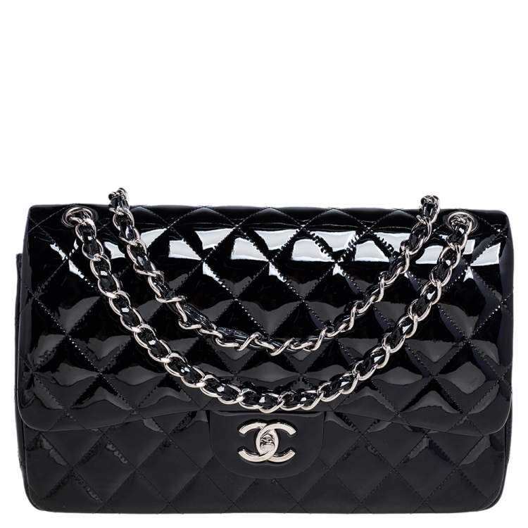 Chanel Black Quilted Patent Leather Jumbo Classic Double Flap Bag Chanel |  The Luxury Closet