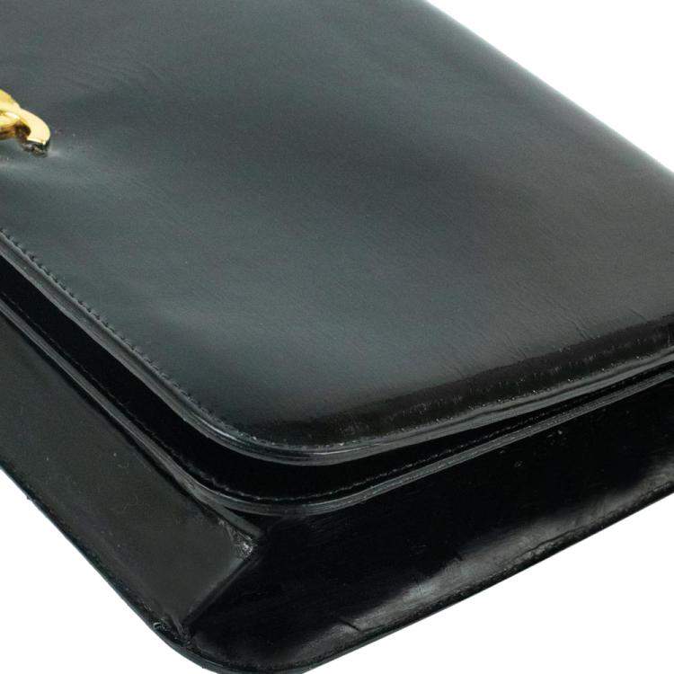 Pre Owned Chanel Black Patent Leather Vintage Flap Bag