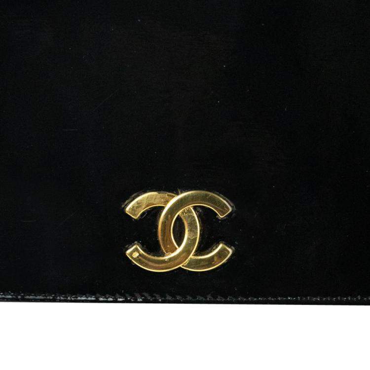 Pre Owned Chanel Black Patent Leather Vintage Flap Bag