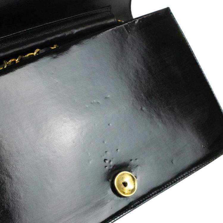 Pre Owned Chanel Black Patent Leather Vintage Flap Bag