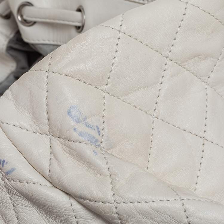 Pre Owned Chanel White Quilted Leather Paris-Shanghai Beijing 2 in 1 Backpack