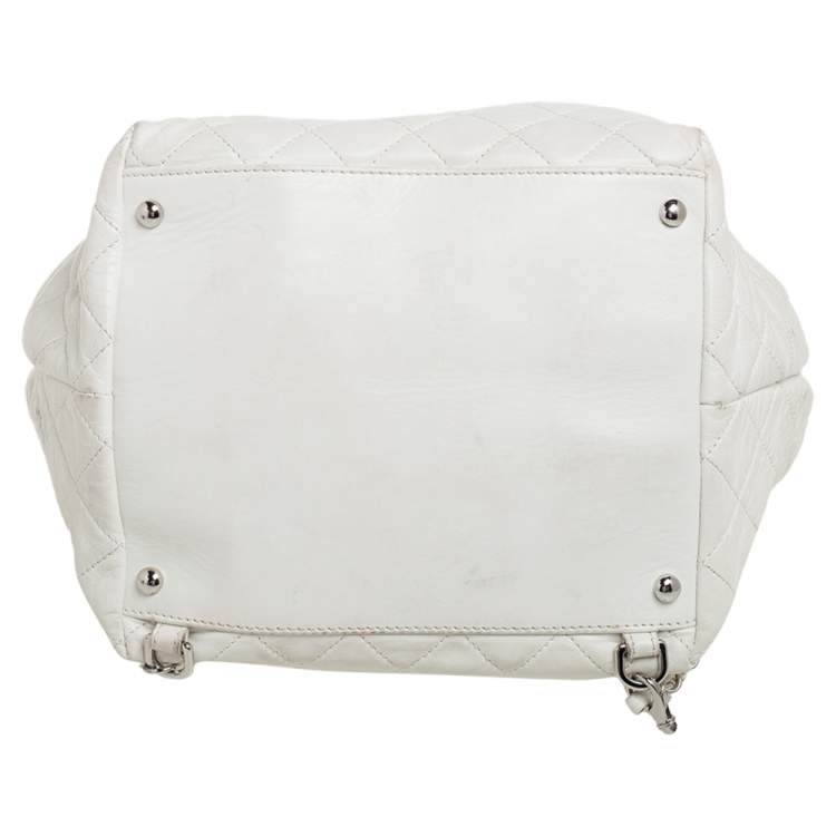 Pre Owned Chanel White Quilted Leather Paris-Shanghai Beijing 2 in 1 Backpack
