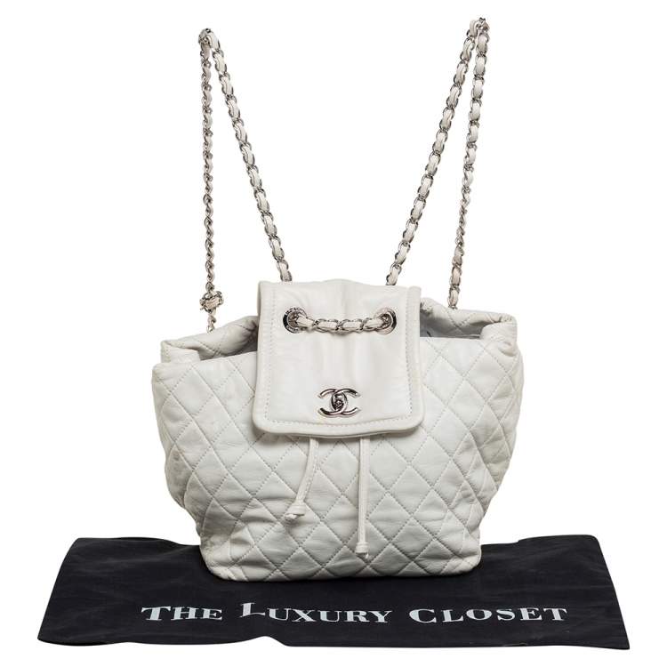 Pre Owned Chanel White Quilted Leather Paris-Shanghai Beijing 2 in 1 Backpack