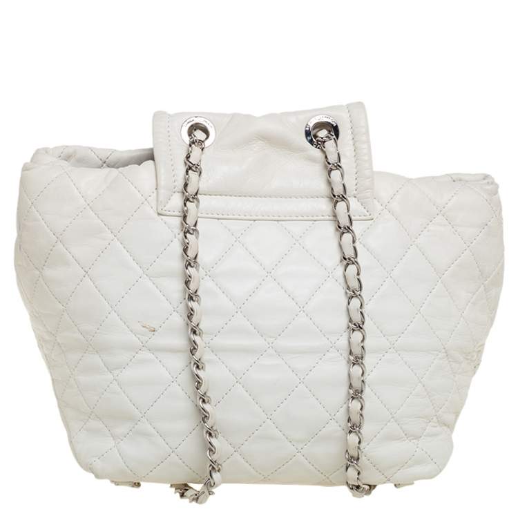 Pre Owned Chanel White Quilted Leather Paris-Shanghai Beijing 2 in 1 Backpack