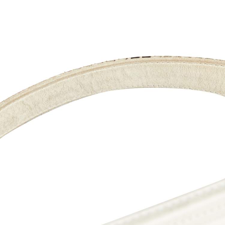 Pre Owned Chanel White/Brown Python and Leather Medium Boy Flap Bag