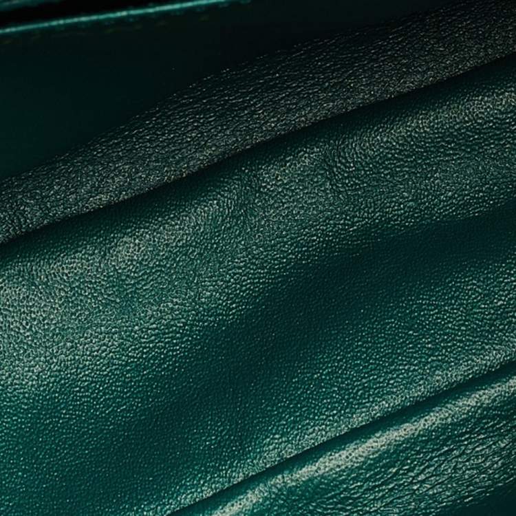Pre Owned Chanel Metallic Green Quilted Leather Crystal CC Single Flap Shoulder Bag