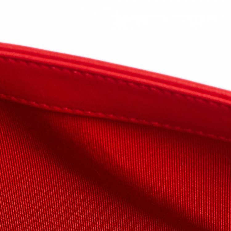 Pre Owned Chanel Red Quilted Leather Medium Boy Flap Bag