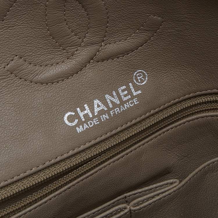 Pre Owned Chanel Beige Python Leather Classic Flap Shoulder Bag