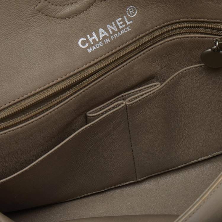 Pre Owned Chanel Beige Python Leather Classic Flap Shoulder Bag