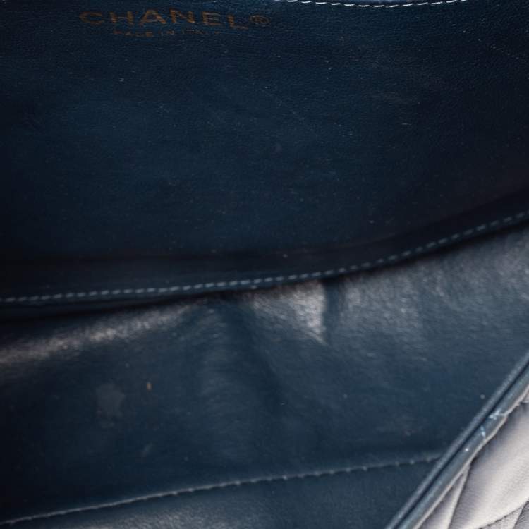 Pre Owned Chanel Blue Quilted Lambskin Leather Jumbo Classic Single Flap Bag