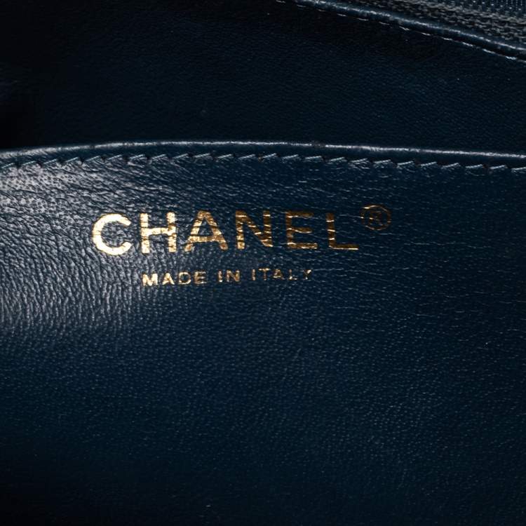 Pre Owned Chanel Blue Quilted Lambskin Leather Jumbo Classic Single Flap Bag