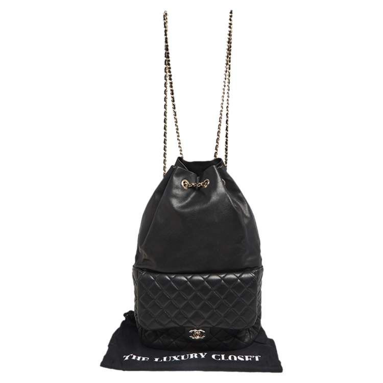 مملوكة مسبقًا Chanel Black Quilted Leather Large Seoul Backpack