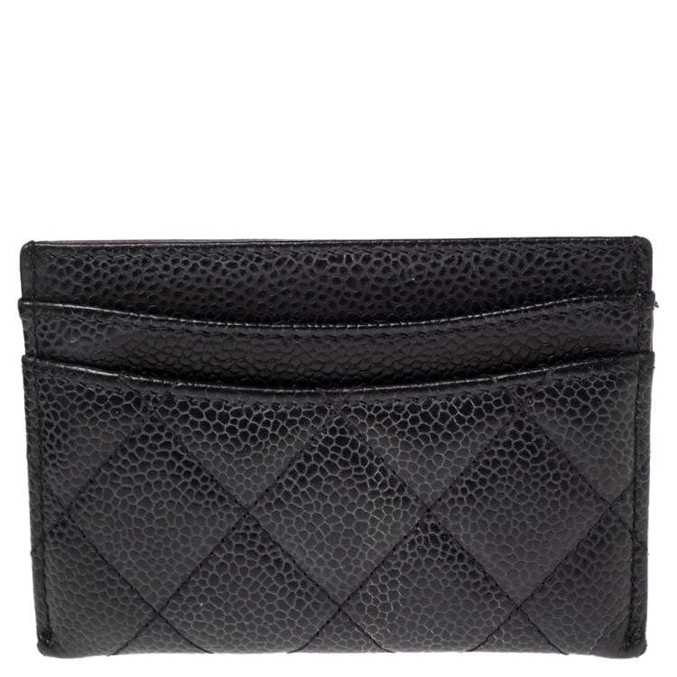 Pre Owned Chanel Black Quilted Leather CC Card Holder 