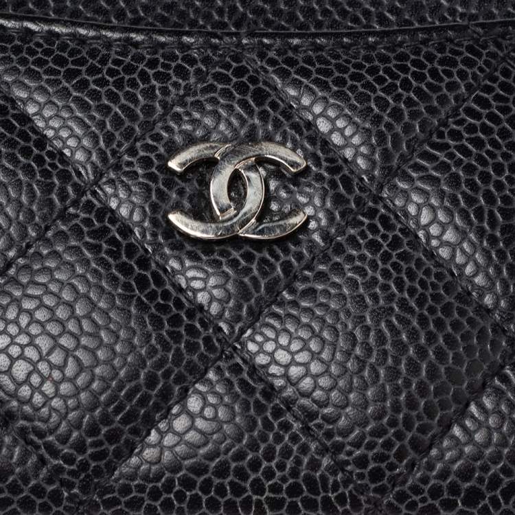 Pre Owned Chanel Black Quilted Leather CC Card Holder 