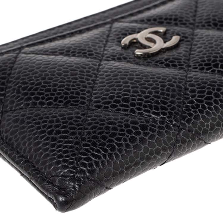 Pre Owned Chanel Black Quilted Leather CC Card Holder 