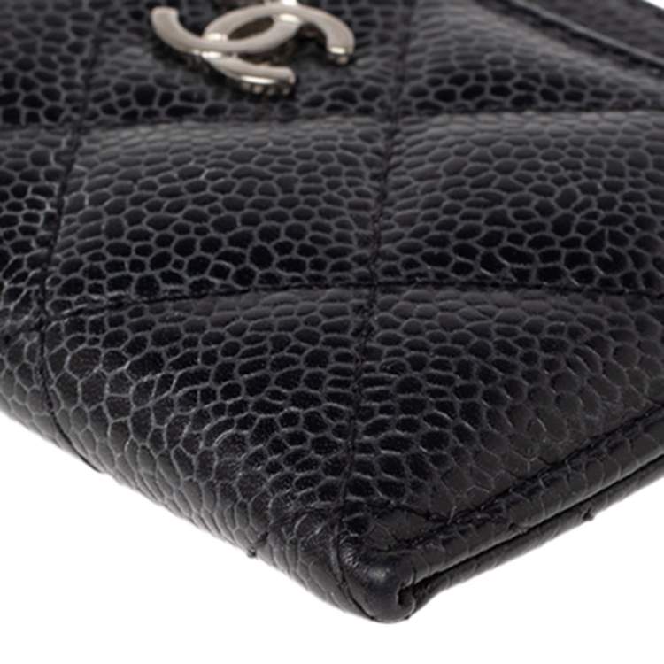 Pre Owned Chanel Black Quilted Leather CC Card Holder 