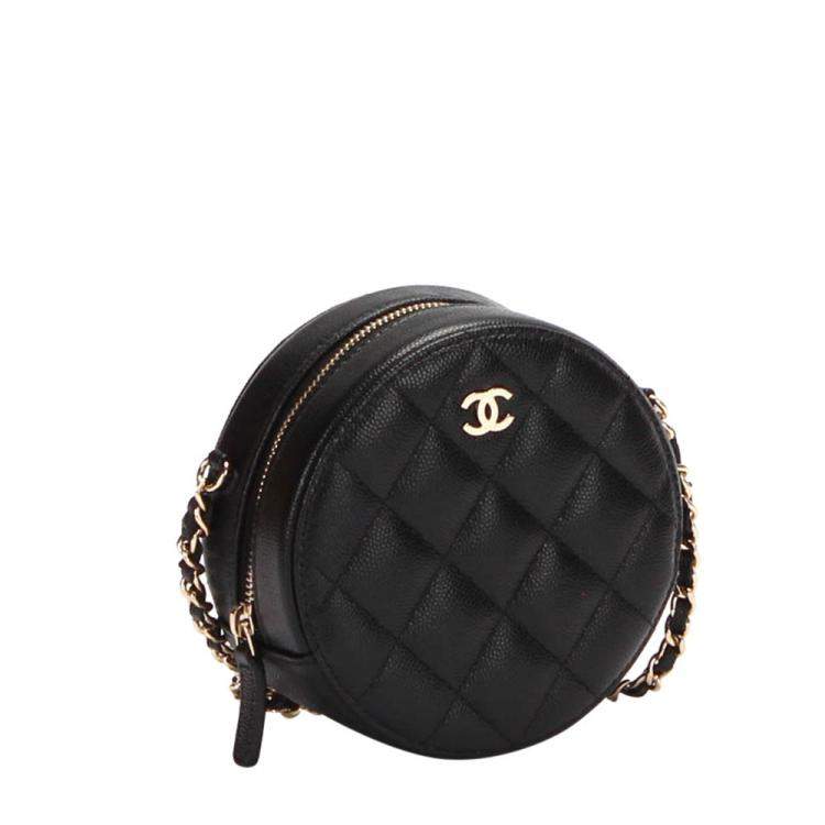 Chanel Beige & Black Caviar Quilted Round Filigree Crossbody, myGemma