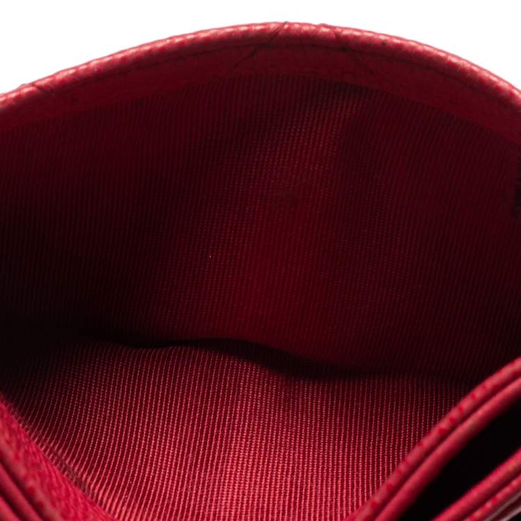 Pre Owned Chanel Pink Quilted Caviar Leather Classic Card Holder