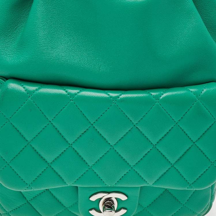 Pre Owned Chanel Green Quilted Leather Small Seoul Backpack