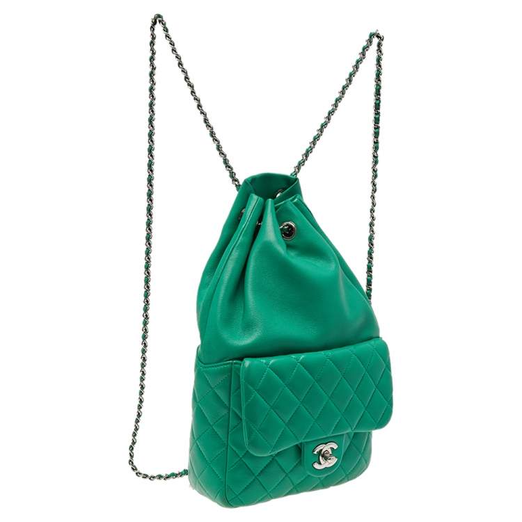 Pre Owned Chanel Green Quilted Leather Small Seoul Backpack