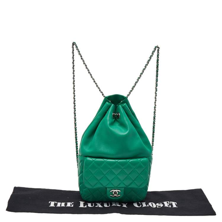 Pre Owned Chanel Green Quilted Leather Small Seoul Backpack