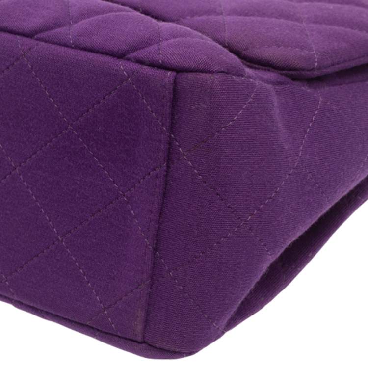 Pre Owned Chanel Purple Quilted Jersey Maxi Classic Single Flap Bag