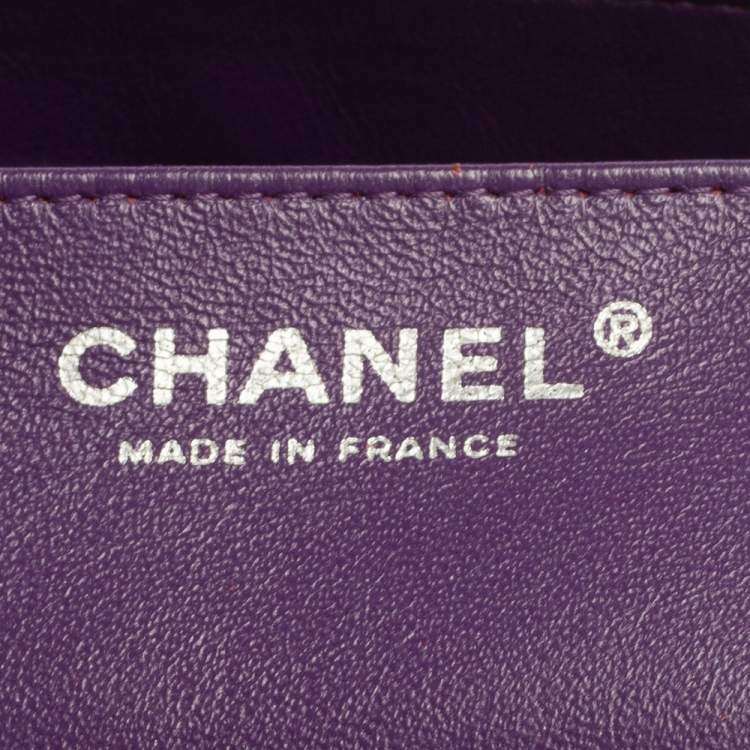 Pre Owned Chanel Purple Quilted Jersey Maxi Classic Single Flap Bag