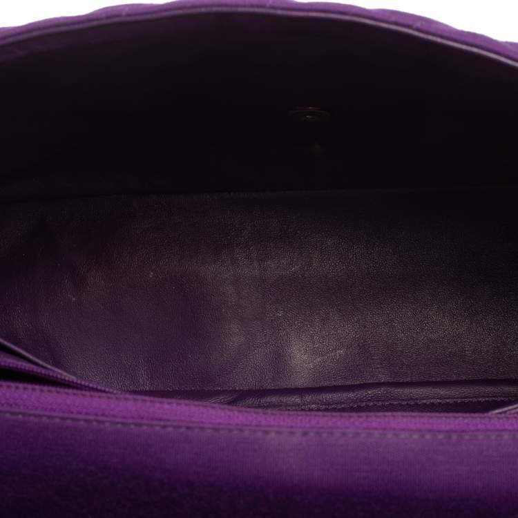 Pre Owned Chanel Purple Quilted Jersey Maxi Classic Single Flap Bag