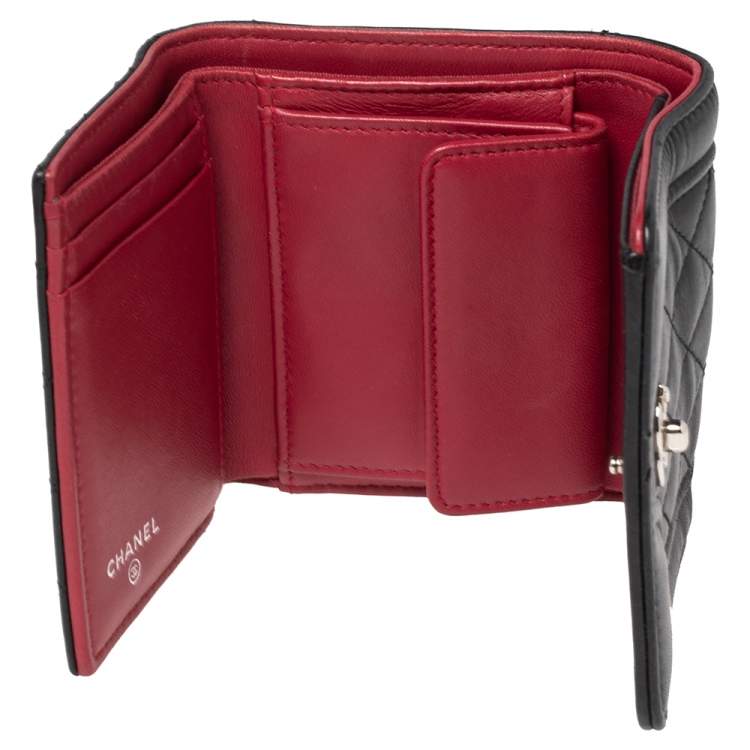 Pre Owned Chanel Black Quilted Lambskin Leather Futuristic Wallet