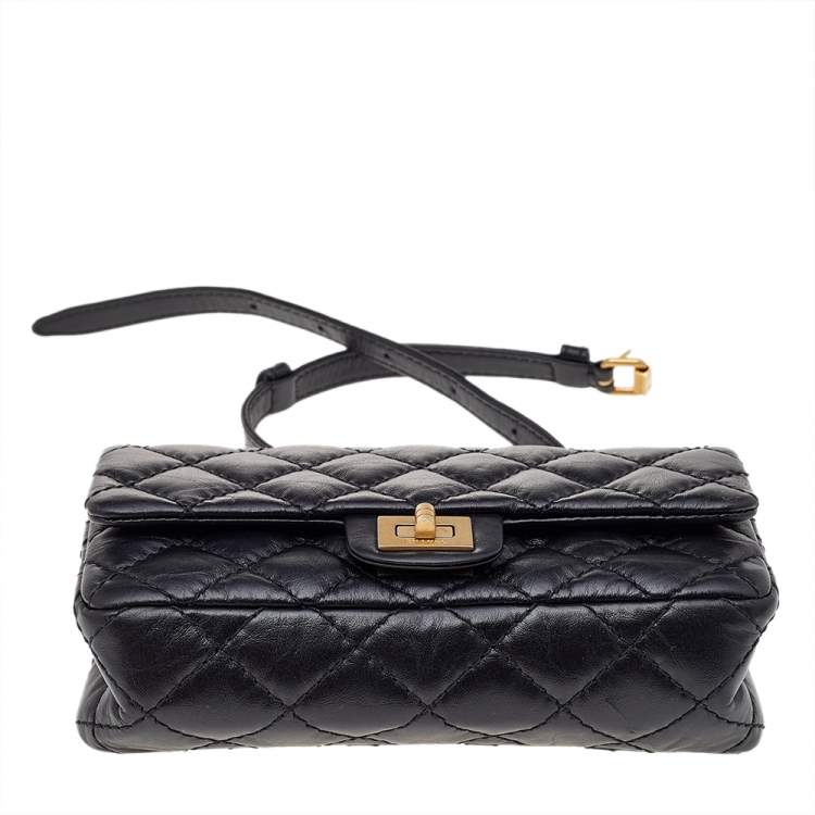 Pre Owned Chanel Black Quilted Leather Reissue Waist Bag