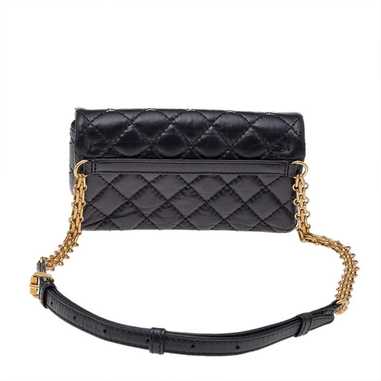 Pre Owned Chanel Black Quilted Leather Reissue Waist Bag