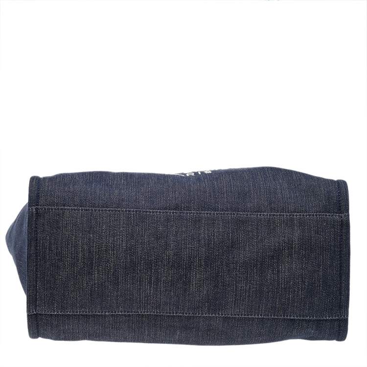 Pre Owned Chanel Navy Blue Denim Large Deauville Shopping Tote