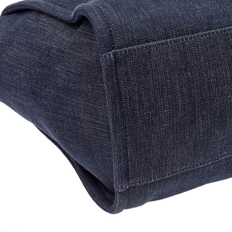 Pre Owned Chanel Navy Blue Denim Large Deauville Shopping Tote