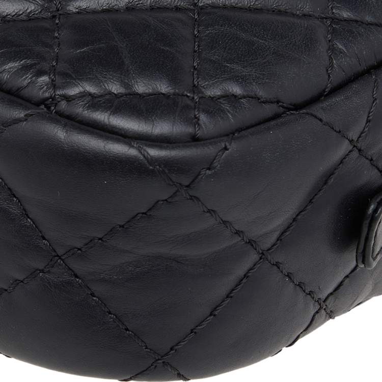 Pre Owned Chanel Black Aged Quilted Leather Mini Reissue Camera Bag