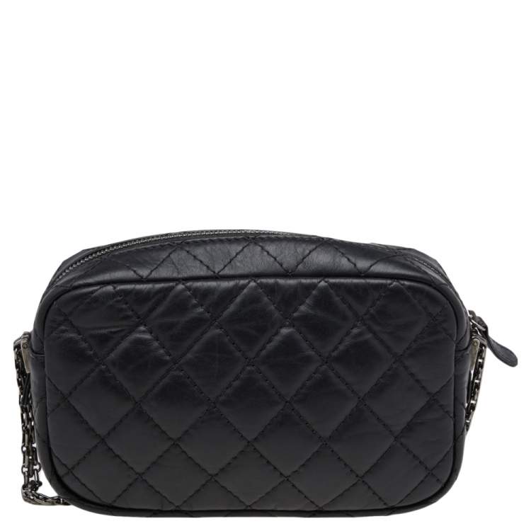 Pre Owned Chanel Black Aged Quilted Leather Mini Reissue Camera Bag