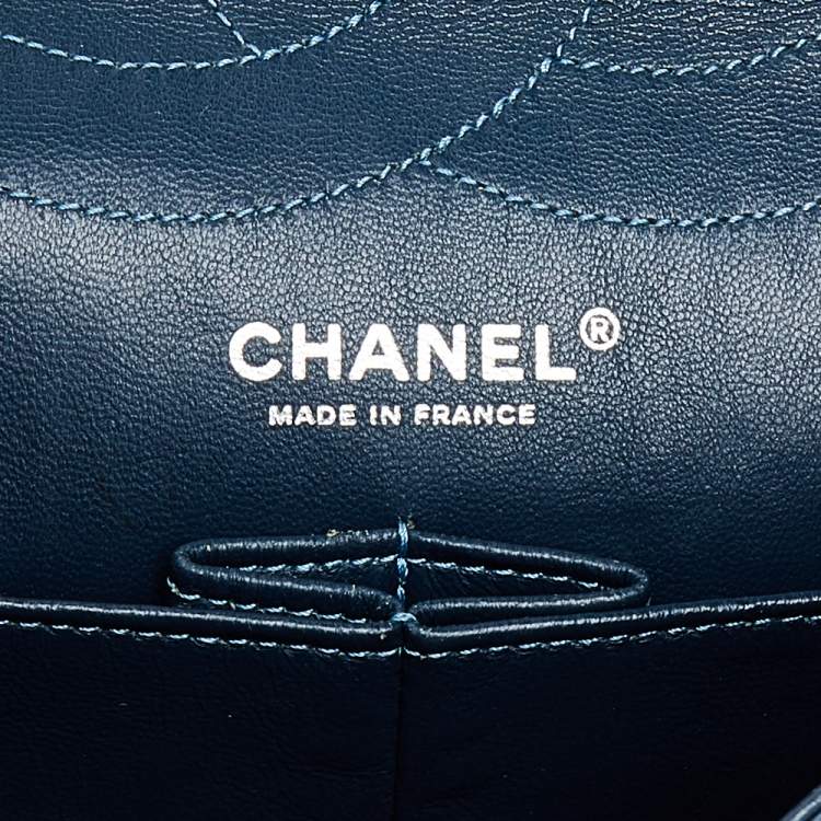 Pre Owned Chanel Green Quilted Patent Leather Reissue 2.55 Classic 227 Flap Bag