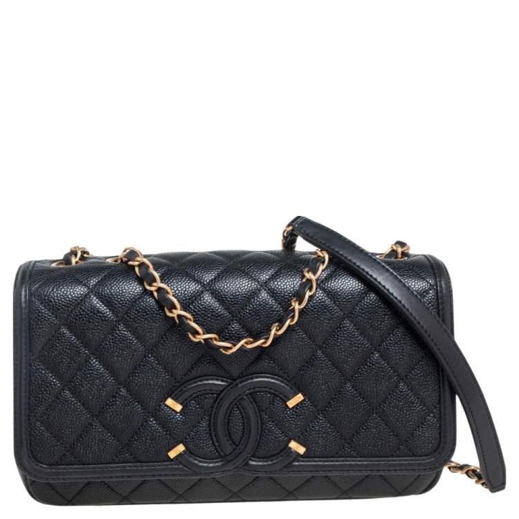 Chanel Black Caviar Leather Medium CC Filigree Flap Bag Chanel | The Luxury  Closet