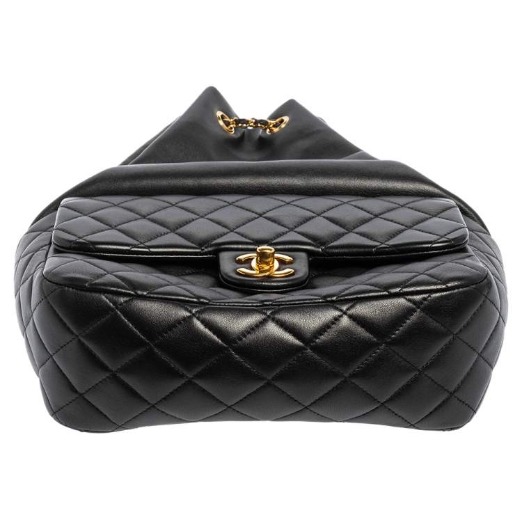 Pre Owned Chanel Black Quilted Leather Large In Seoul Backpack