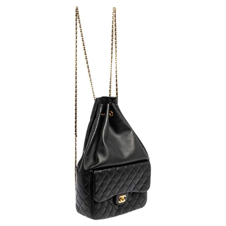 Pre Owned Chanel Black Quilted Leather Large In Seoul Backpack
